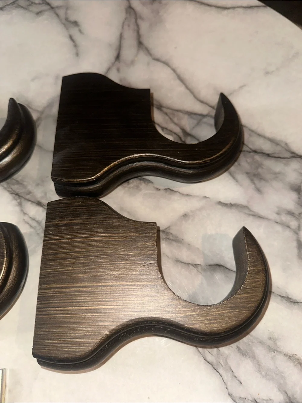 Set of 4 Dark Brown Wooden Wall Hooks for Drapery Rods
